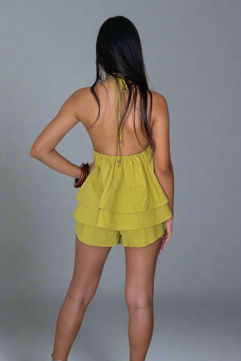 Lime Green Set – Halter Top & Shorts