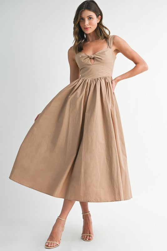 Juliette Tie Front Sweetheart Midi Dress