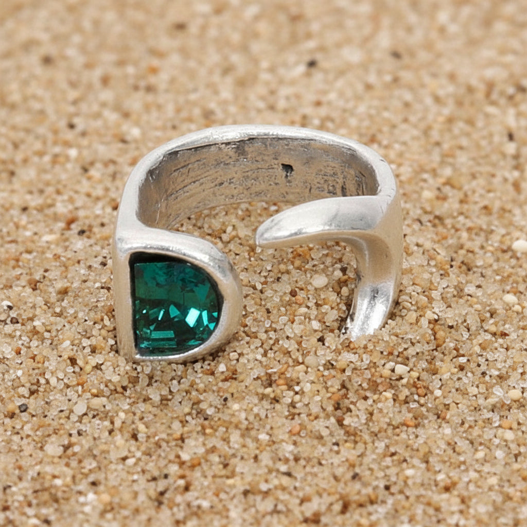 Silver Plated Ring with Turquoise Swarovski Cristal (6914)