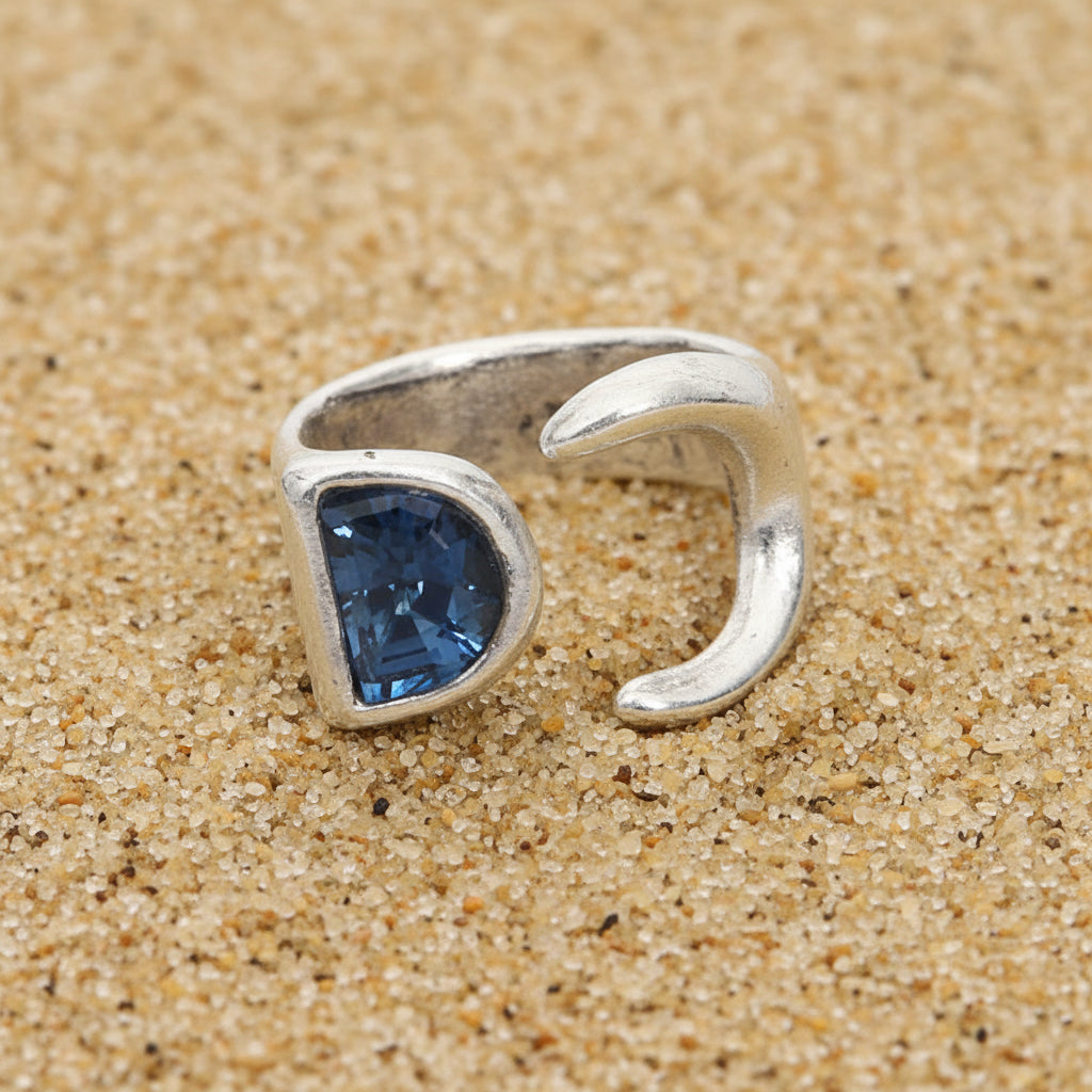 Silver Plated Ring with Blue Swarovski Cristal (6913)