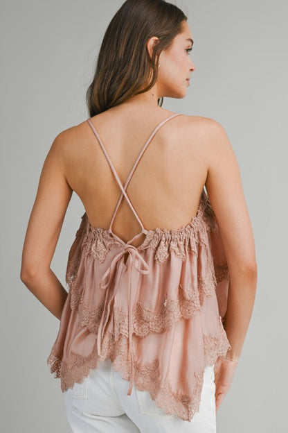 Rosé Whisper Lace Top