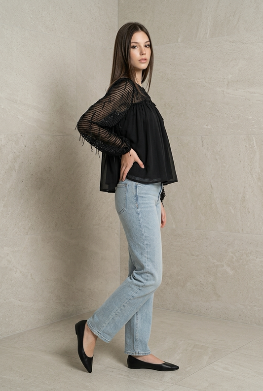 Aria Sheer Texture Blouse