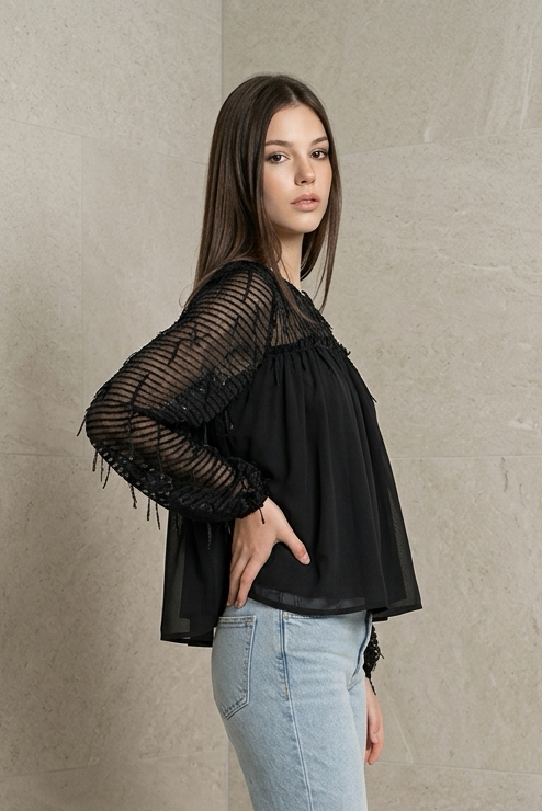 Aria Sheer Texture Blouse