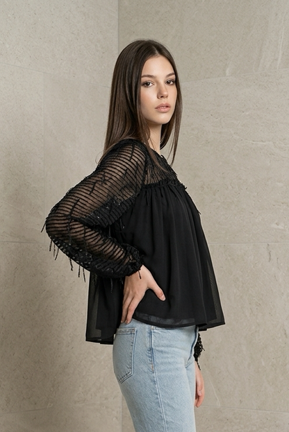Aria Sheer Texture Blouse