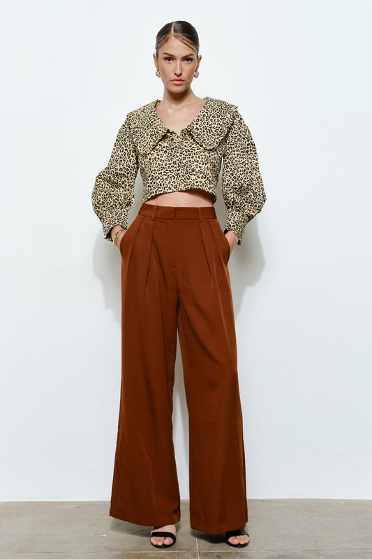 Wide Leg Pant (Brown)