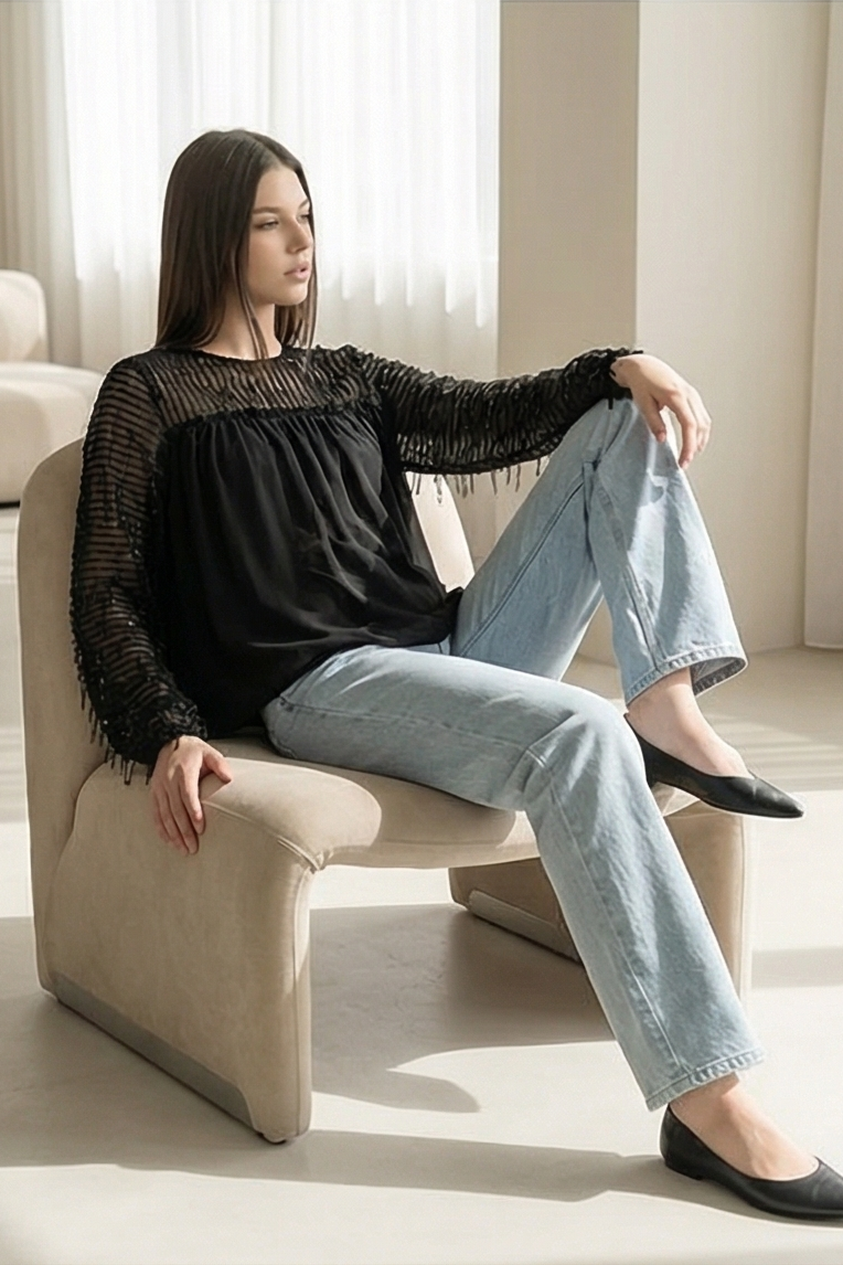 Aria Sheer Texture Blouse