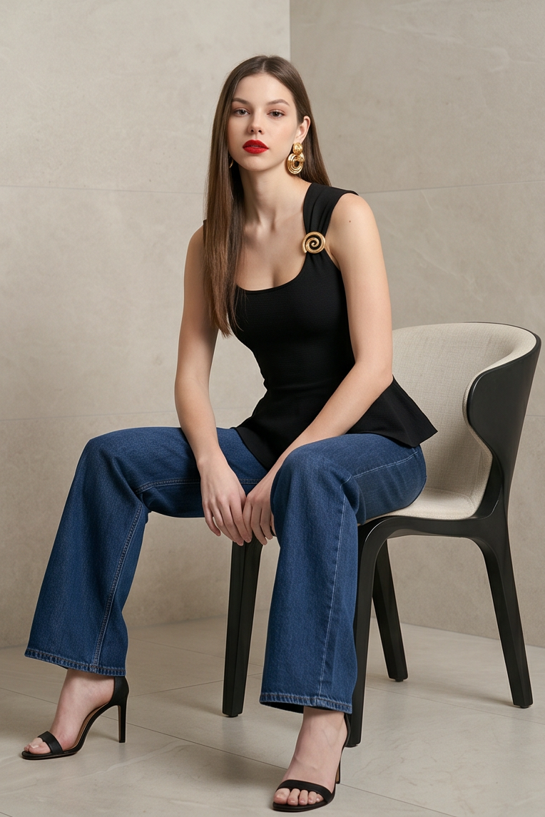 Mila Peplum Top (Black)