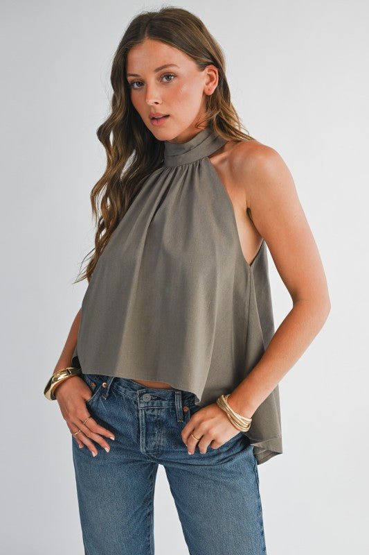 Iza Halter Taupe Top