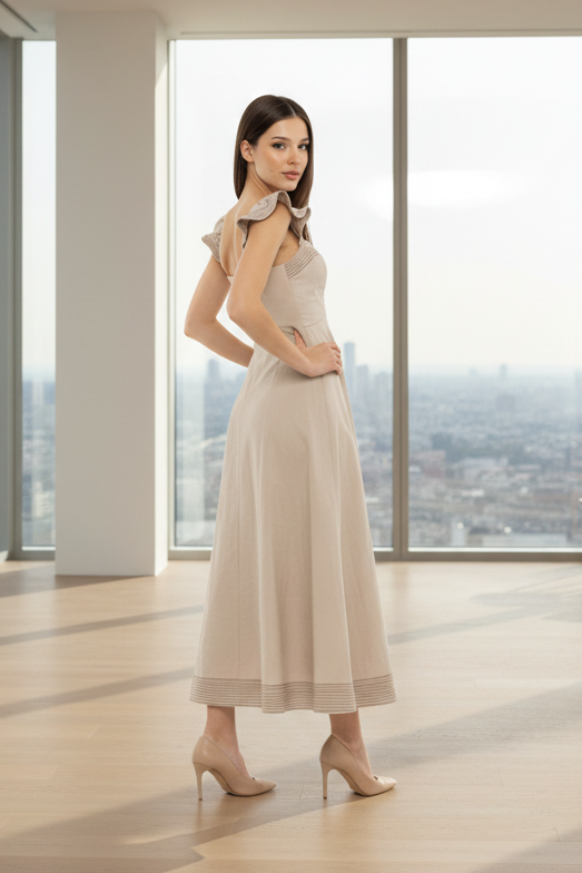 Zoe Beige Maxi Dress