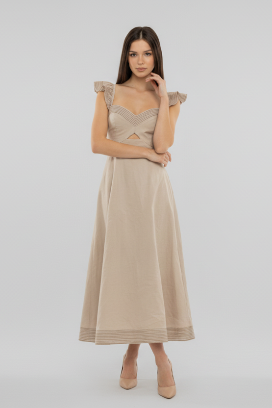 Zoe Beige Maxi Dress