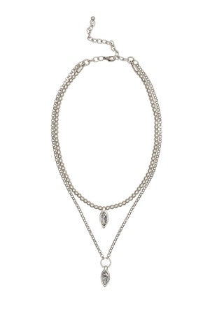 Silver Plated Necklace with Clear Swarovski Cristal (3532)