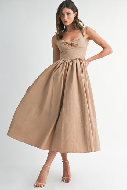 Juliette Tie Front Sweetheart Midi Dress