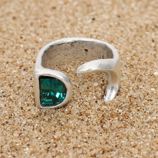 Silver Plated Ring with Turquoise Swarovski Cristal (6914)