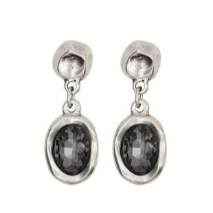 Silver Plated Earrings with Gray Swarovski Cristal (1529)
