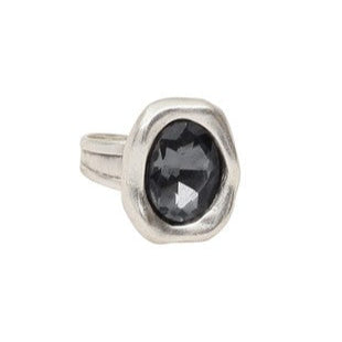Silver Plated Ring with Gray Swarovski Cristal (6098)