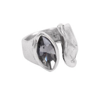 Silver Plated Ring with Gray Swarovski Cristal (6834)