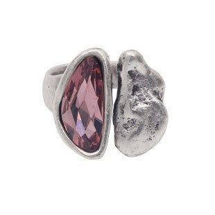 Silver Plated Ring with Pink Swarovski Cristal (6993)