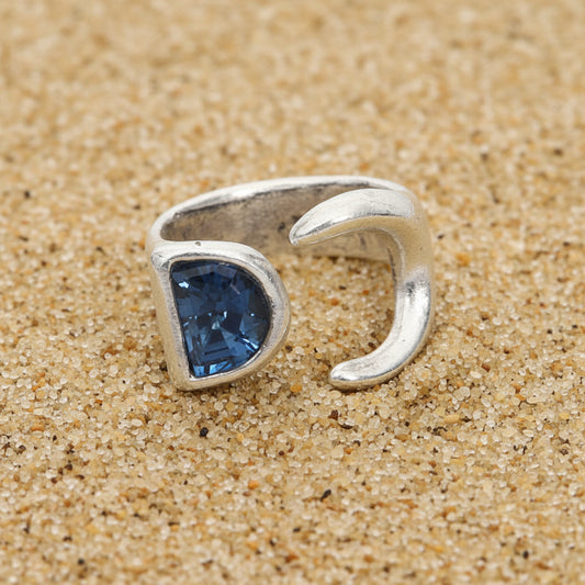 Silver Plated Ring with Blue Swarovski Cristal (6913)