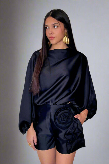 High Waist Black Short